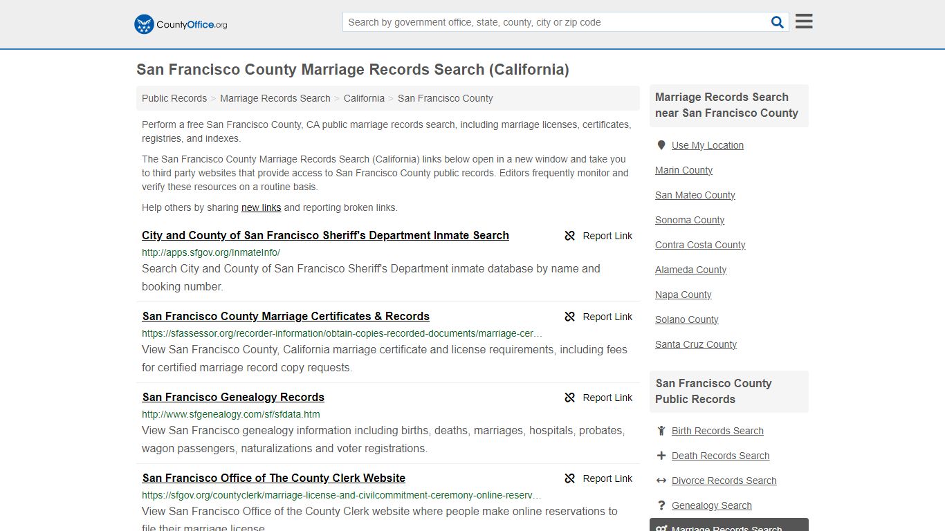 San Francisco County Marriage Records Search (California)
