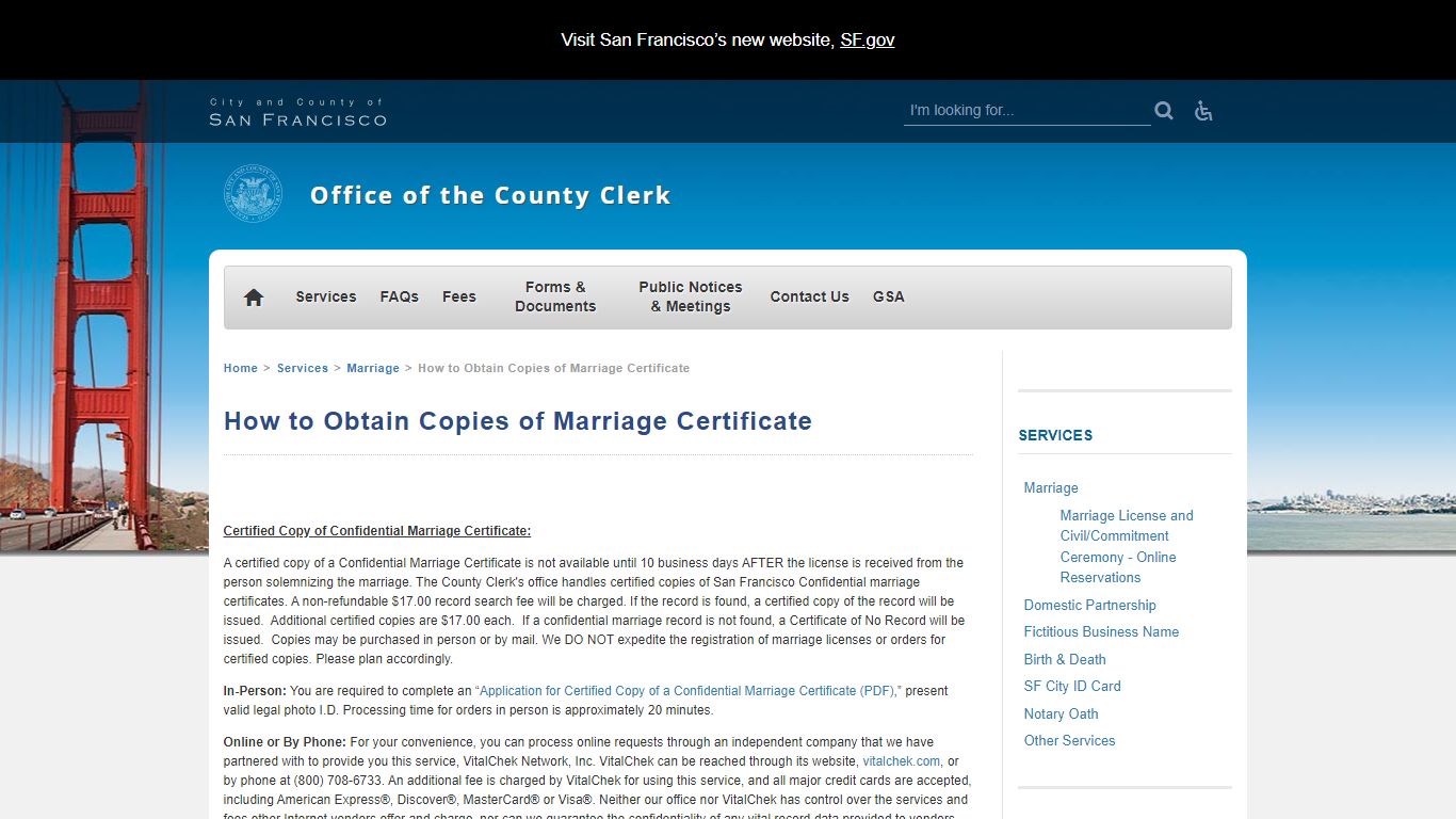 How to Obtain Copies of Marriage Certificate - San Francisco
